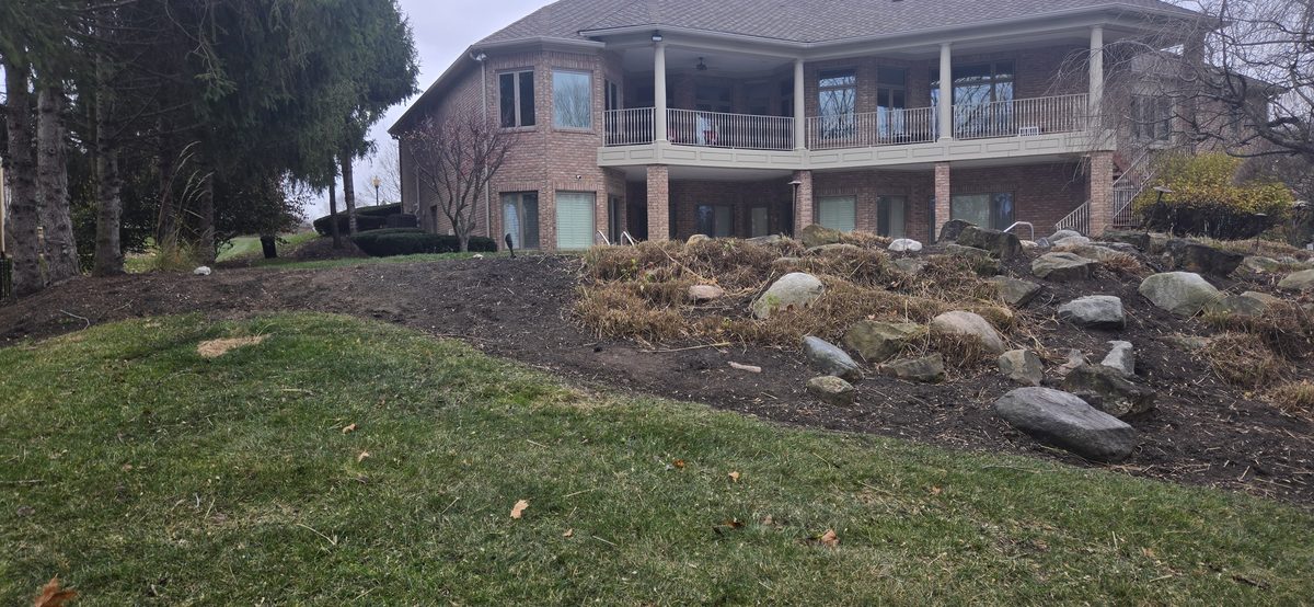 Boulder retaining wall project