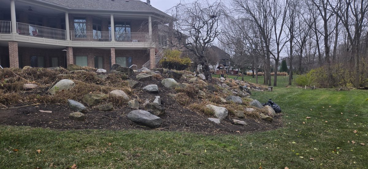 Boulder retaining wall project