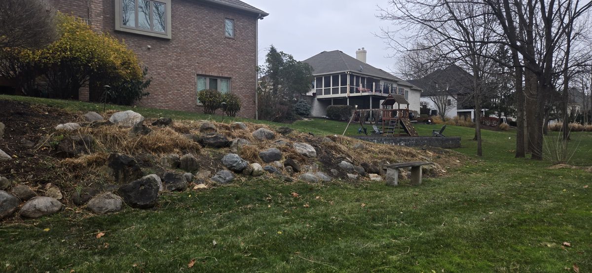 Boulder retaining wall project