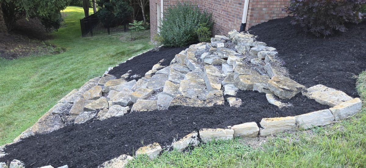 Fresh mulch around landscape plants