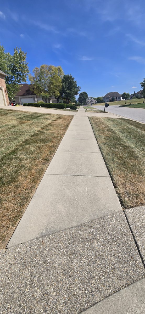 Clean driveway after power washing