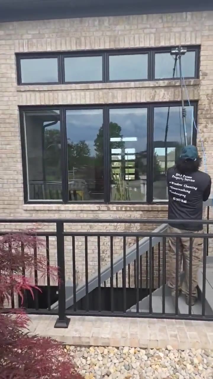 Window cleaning with water-fed pole
